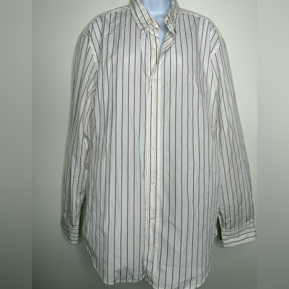 Frank & Eileen Superfine
Cotton Relaxed Fit Shirt White/Red Size Large